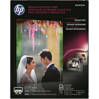 HP Premium Plus Photo Paper, Glossy, 8.5" x 11", 25pk