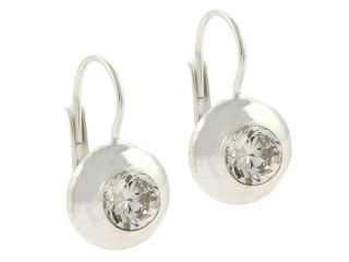 Bold Sterling Silver Diamond cz stone Circle LeverBack Lever Back Earrings