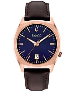 Bulova Accutron II Mens Surveyor Brown Leather Strap Watch 41mm