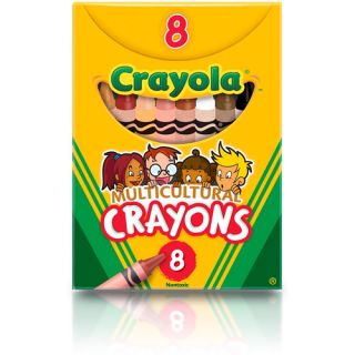 52 080W Crayola Large Multicultural Crayon   Assorted Ink   8 / Box