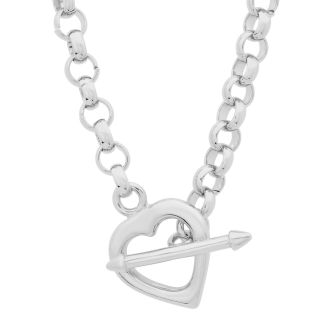 Sterling Essentials Sterling Silver 17 inch Cupids Arrow Heart Toggle
