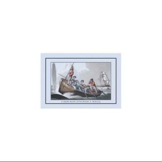Ship's Boat Attacking A Whale Print (Canvas Giclee 20x30)