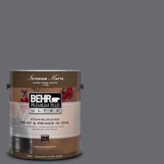 BEHR Premium Plus Ultra 1 gal. #PPF 49 Platinum Gray Flat/Matte Interior Paint 175301
