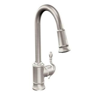 MOEN Woodmere Single Handle Pull Down Sprayer Kitchen Faucet Featuring Reflex in Spot Resist Stainless 7615SRS