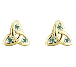 Emerald Trinity Knot Stud, 14K —