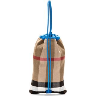 Burberry Prorsum Beige & Blue Burberry Check Canvas Backpack