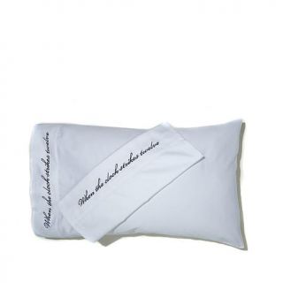 Concierge Collection Embroidered Easy Care 400 Thread Count Cotton Pillowcase Pair   "When the clock strikes twelve"   7613515
