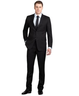 Hickey Black Worsted Wool 2 Button Suit With Flat Front Pants (314378701)