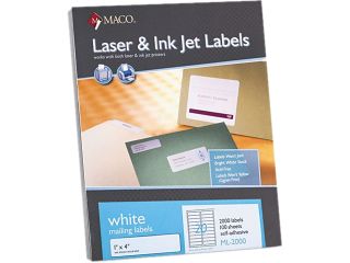 Maco ML 2000 White All Purpose Labels, 1 x 4, 2000/Box