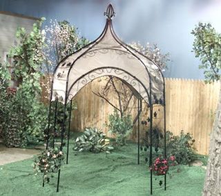 4 Sided Metal Gazebo with Grapevine Design & Canopy —