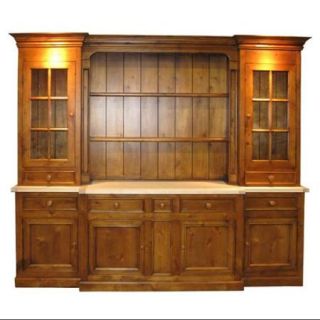Large 6 Section Sideboard & Hutch w 7 Drawers & 3 Cabinets (English Cinnamon)