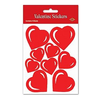Beistle 4 3/4 x 7 1/2 Heart Sticker, Red, 28/Pack