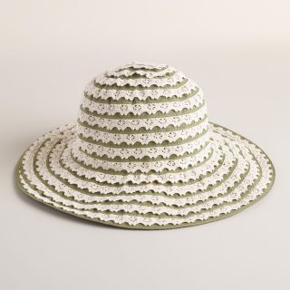 Green and Ivory Crochet Ribbon Hat