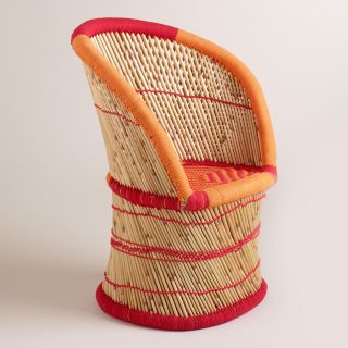 Red and Orange Woven Reed Chair