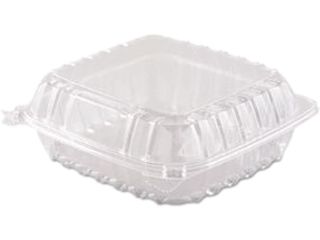 Dart C90PST1 ClearSeal Hinged Lid Plastic Containers, 8 3/10 x 8 3/10 x 3, Clear, 250/Carton, 1 Carton