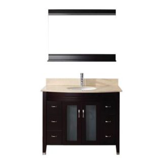 Studio Bathe Alba 42 in. Vanity in Chai with Marble Vanity Top in Chai and Mirror ALBA 42 CHAI BEIGE