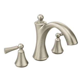MOEN Wynford 2 Handle Deck Mount High Arc Roman Tub Faucet with Lever Handles in Brushed Nickel (Valve Sold Separately) T653BN