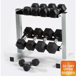 CAP Barbell 150 lb Rubber Hex Dumbbell Set, 5 25 lb with Rack