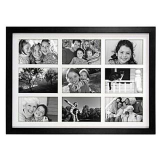 Malden Classic Linear 9 Opening Wood Collage Picture Frame, Black, 4 x 6