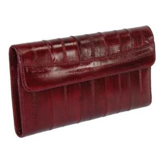 MJ Masters Womens Eel Skin Deluxe Wallet and Checkbook Cover, Burgundy