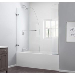 DreamLine SHDR 3534586 EX 04 Aqua Uno 56 to 60 in. W x 58 in. H Hinged Tub Door, Brushed Nickel Finish Hardware