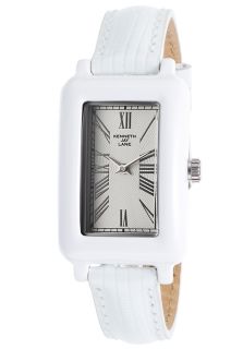 Women's Moderne White Genuine Leather and Textured Dial Set