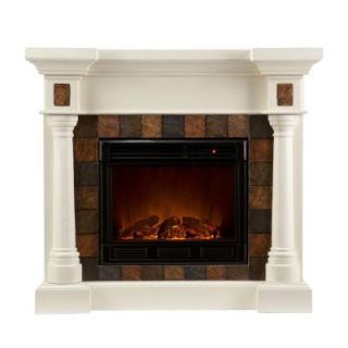 Southern Enterprises Carrington 45 in. Convertible Electric Fireplace in Ivory with Faux Slate FA8749E