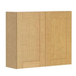 Eurostyle 36x30x12.5 in. Milano Wall Cabinet in Maple Melamine and Door in Clear Varnish W3630.M.MILAN