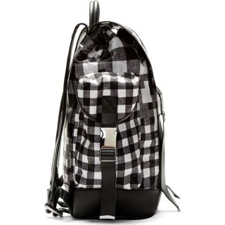 Neil Barrett Black & White Check Canvas Backpack