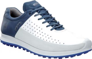 Mens ECCO BIOM Hybrid 2 HYDROMAX Golf Shoe   Concrete/White/Denium Blue Yak Leather