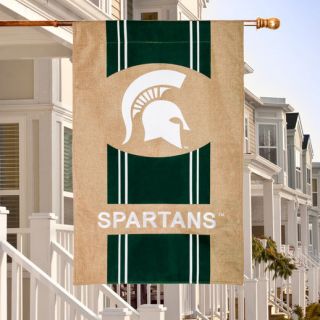 Michigan State Spartans 28 x 44 Burlap House Flag