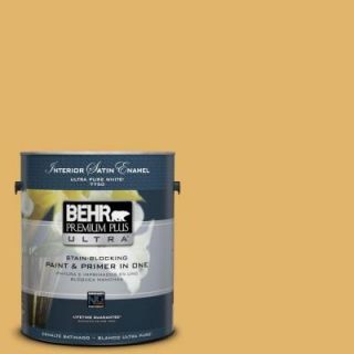 BEHR Premium Plus Ultra 1 gal. #M290 5 English Custard Satin Enamel Interior Paint 775401