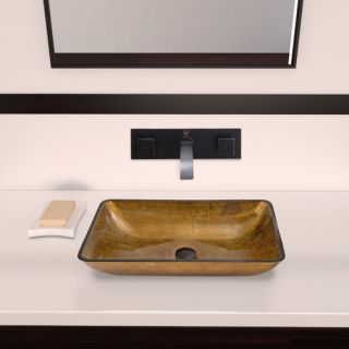 Vigo Rectangular Glass Vessel Bathroom Sink with Titus Wall Mount