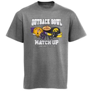 LSU Tigers vs. Iowa Hawkeyes 2014 Outback Bowl Dueling Winner Takes All T Shirt   Charcoal