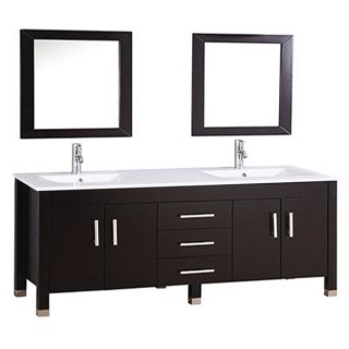 Monaco 71 inch Double Sink Bathroom Vanity Set with Mirror and Faucet