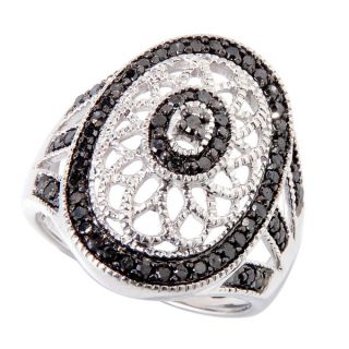 Sterling Silver 1ct TDW Black and White Diamond Band Ring (H I I2 I3)
