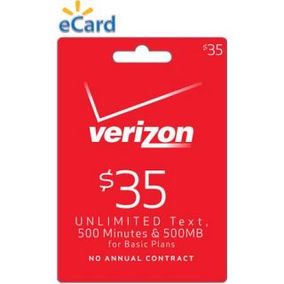 Verizon Wireless $35 Refill Prepaid Card (Email Delivery)