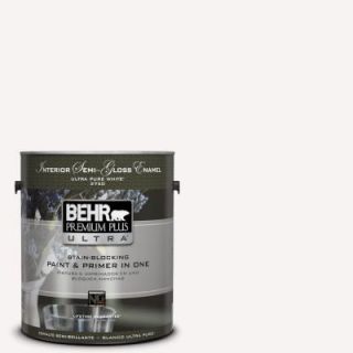 BEHR Premium Plus Ultra 1 gal. #730A 1 Smart White Semi Gloss Enamel Interior Paint 375001