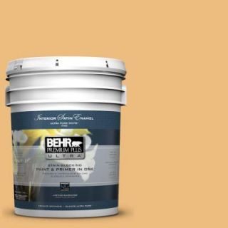 BEHR Premium Plus Ultra 5 gal. #310D 4 Gold Buff Satin Enamel Interior Paint 775405