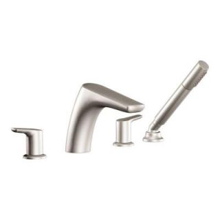 MOEN Method 2 Handle Low Arc Roman Tub Faucet Trim Kit with Handshower in Brushed Nickel T987BN