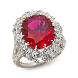 Jean Dousset 9.48ct Absolute™ and Created Ruby Center Sterling Silver Rin   8068876