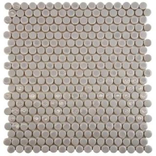 Merola Tile Comet Penny Round Ash 11 1/4 in. x 11 3/4 in. x 9 mm Porcelain Mosaic Tile FSHCOMAS