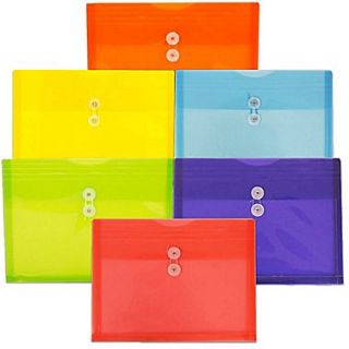 JAM Paper 13 L x 9.75 W Assorted Colors Button and String Envelope, 6/Pack