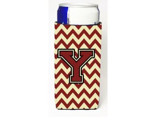 Letter Y Chevron Maroon and Gold Ultra Beverage Insulators for slim cans CJ1061 YMUK