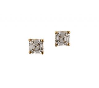 Diamonique 0.50 ct tw Asscher Stud Earrings, 14K Gold —