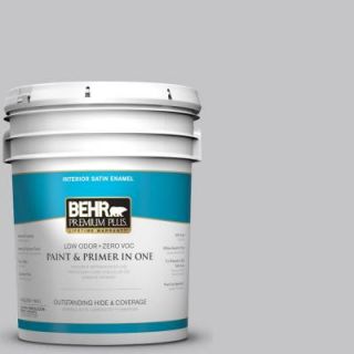 BEHR Premium Plus 5 gal. #T15 6 Dreamscape Gray Zero VOC Satin Enamel Interior Paint 705005