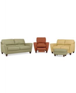 Almafi 4 Piece Leather Sofa Set: Sofa, Love Seat, Recliner and Oval