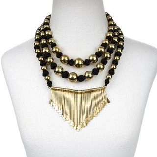 BAJALIA "Paramita" Metal Bead and Fringe 20 1/2" Collar Necklace   7563747