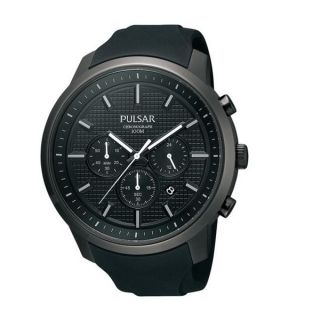 Pulsar Mens On The Go Black Ion plated Stainless Steel Chronograph