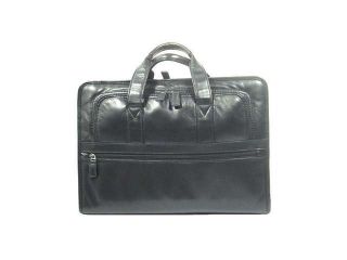 Passage 2 Collection Leather Top Zippered Briefcase   Black